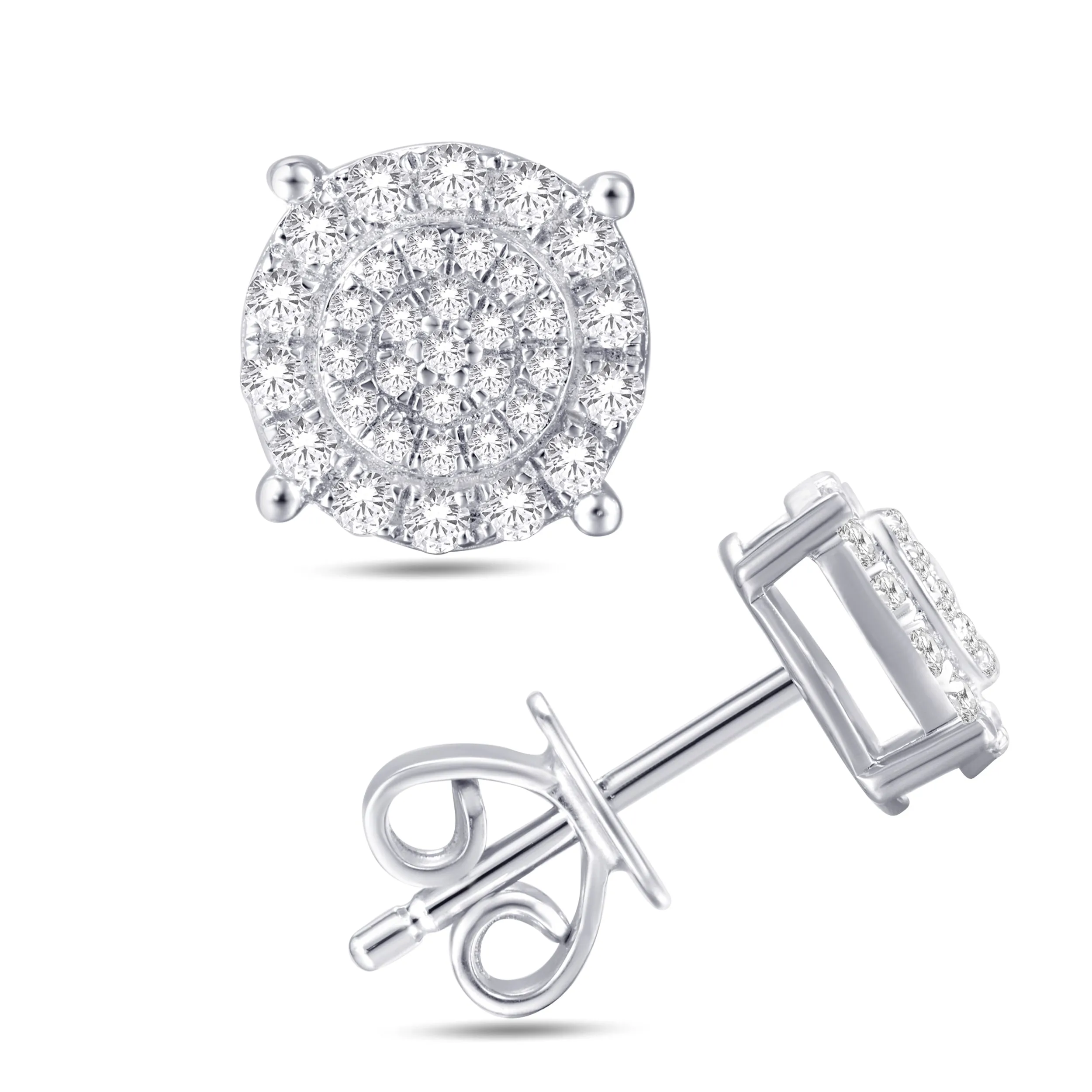 10 Karat White Gold 0.36 Carat Diamond Round Stud Earrings-0125948-WG