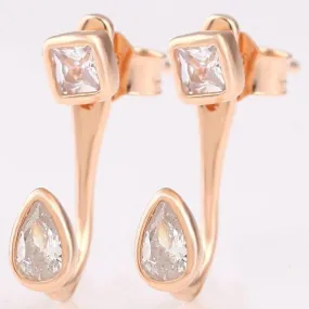 100% 925 Sterling Silver Pan Earring Rose Gold Fashion Square Romantic