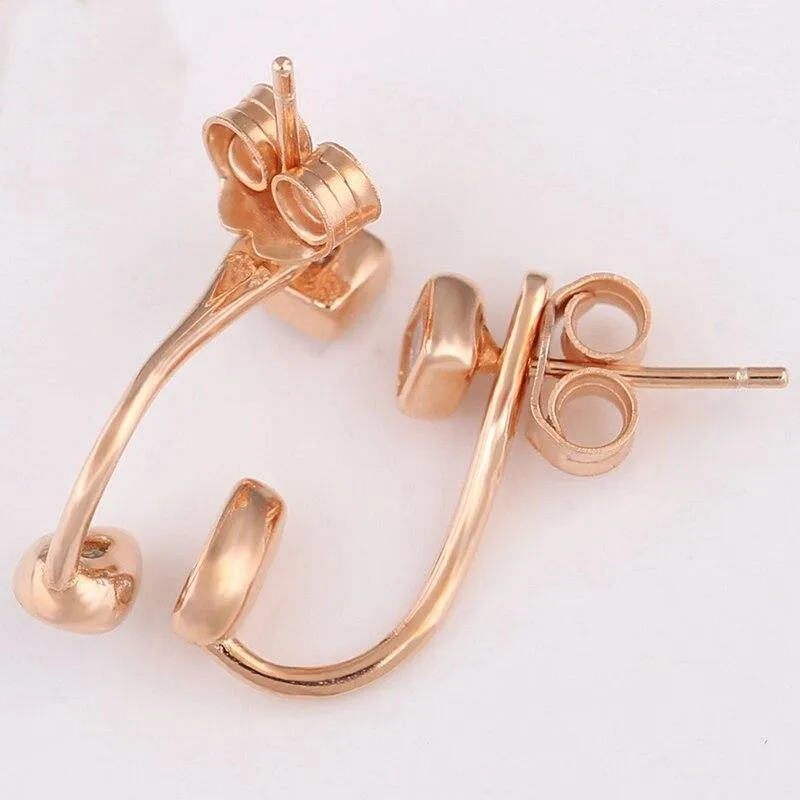 100% 925 Sterling Silver Pan Earring Rose Gold Fashion Square Romantic