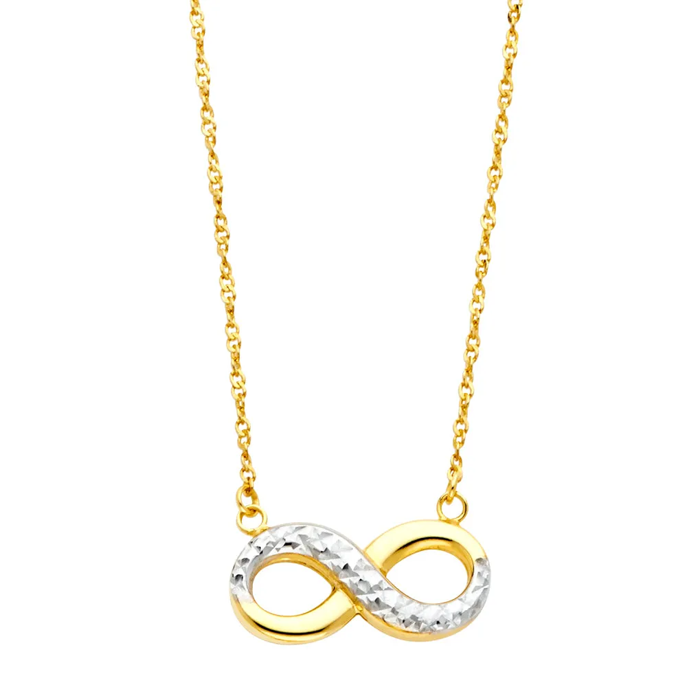 14K Gold Infinity Forever Love Pendant Charm Chain Necklace - 17 1'