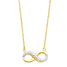 14K Gold Infinity Forever Love Pendant Charm Chain Necklace - 17 1'