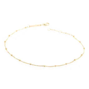14k Satellite Bead Curb Chain Anklet