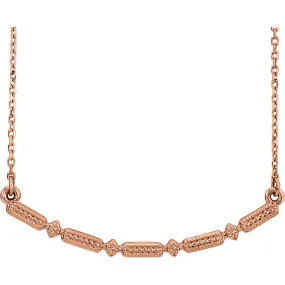 14KT Rose Gold Beaded Rounded Bar Necklace