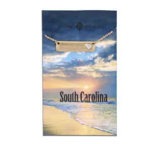 16" Gold South Carolina Bar Necklace, 3" Ext.