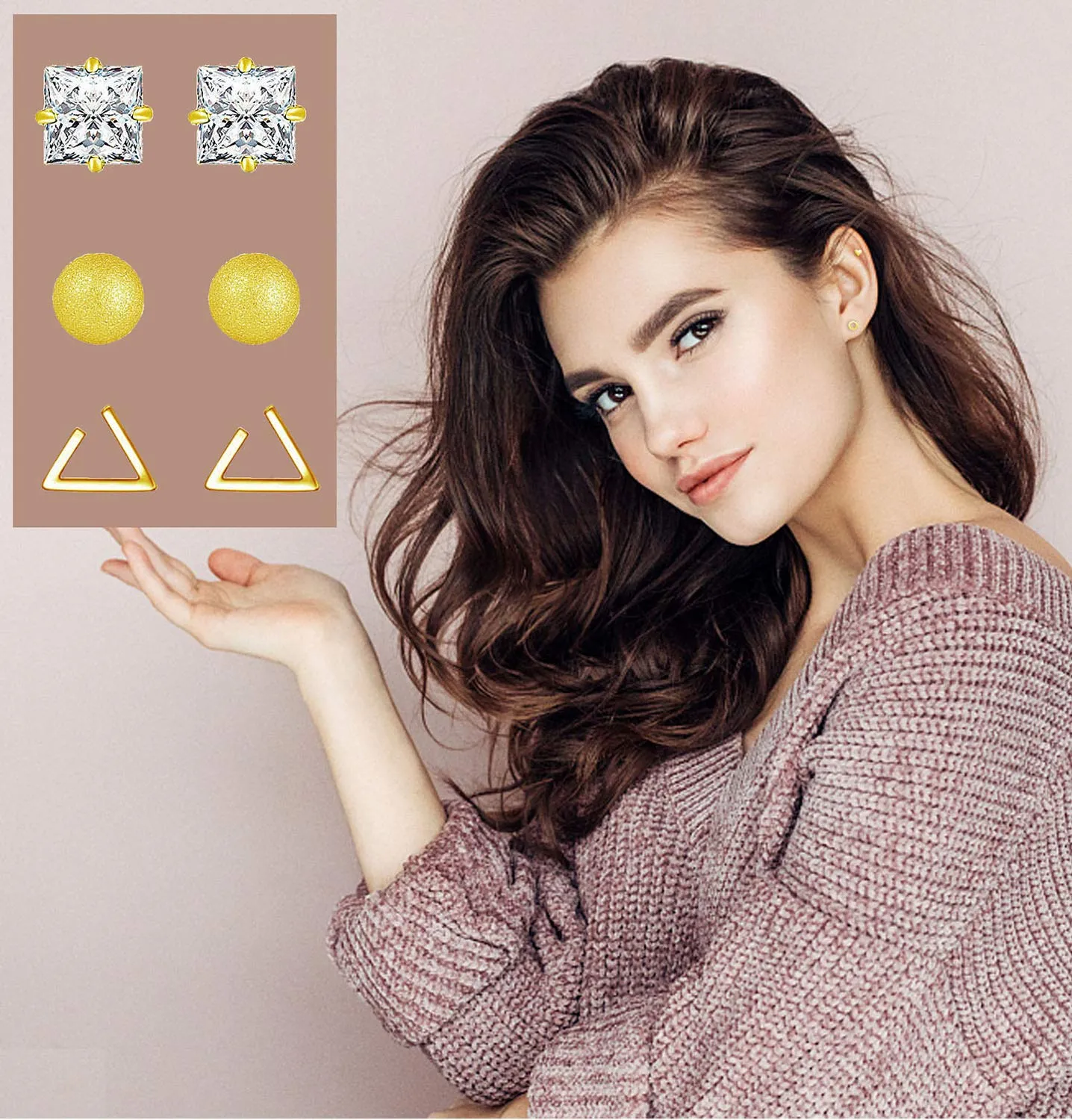 18 Pairs Tiny Cartilage Stud Earrings Set for Women Men Star Triangle Moon Heart Disc Ball CZ Small Screwback Flat Back Stud Earrings Stainless Steel Geometric Barbell Flatback Earrings Piercing Set Golden-tone