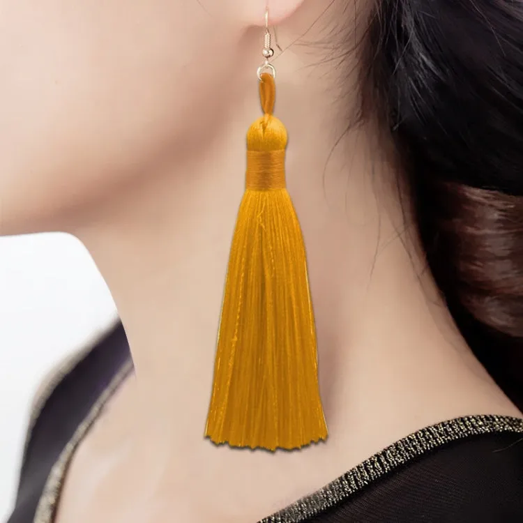 3 PCS Women Boho Fashion Long Tassel Earrings, Black, Blue, Yellow, Purple, Red, Pink, White, Multicolor, wine red, rose red, green, grey, deep coffee, coffee