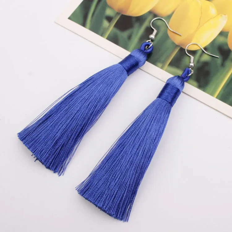 3 PCS Women Boho Fashion Long Tassel Earrings, Black, Blue, Yellow, Purple, Red, Pink, White, Multicolor, wine red, rose red, green, grey, deep coffee, coffee