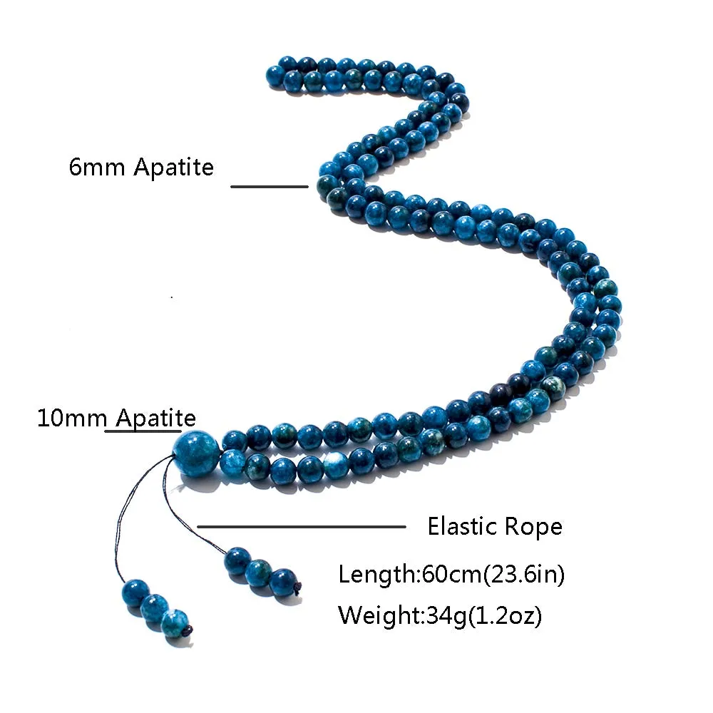 6mm Apatite Beaded Elastic Rope Necklace Bracelet
