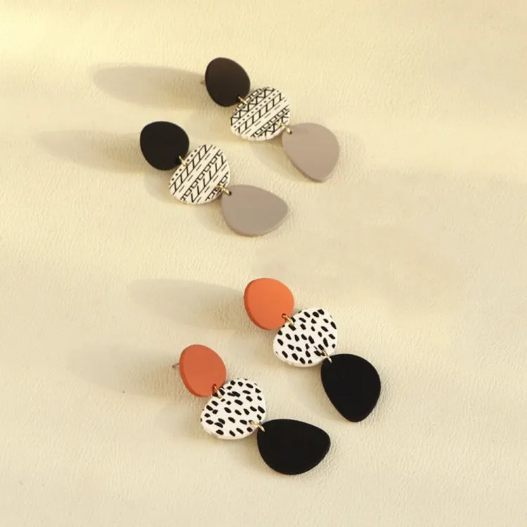 Acrylic Irregular Graphic Stitching Leopard Long Earrings