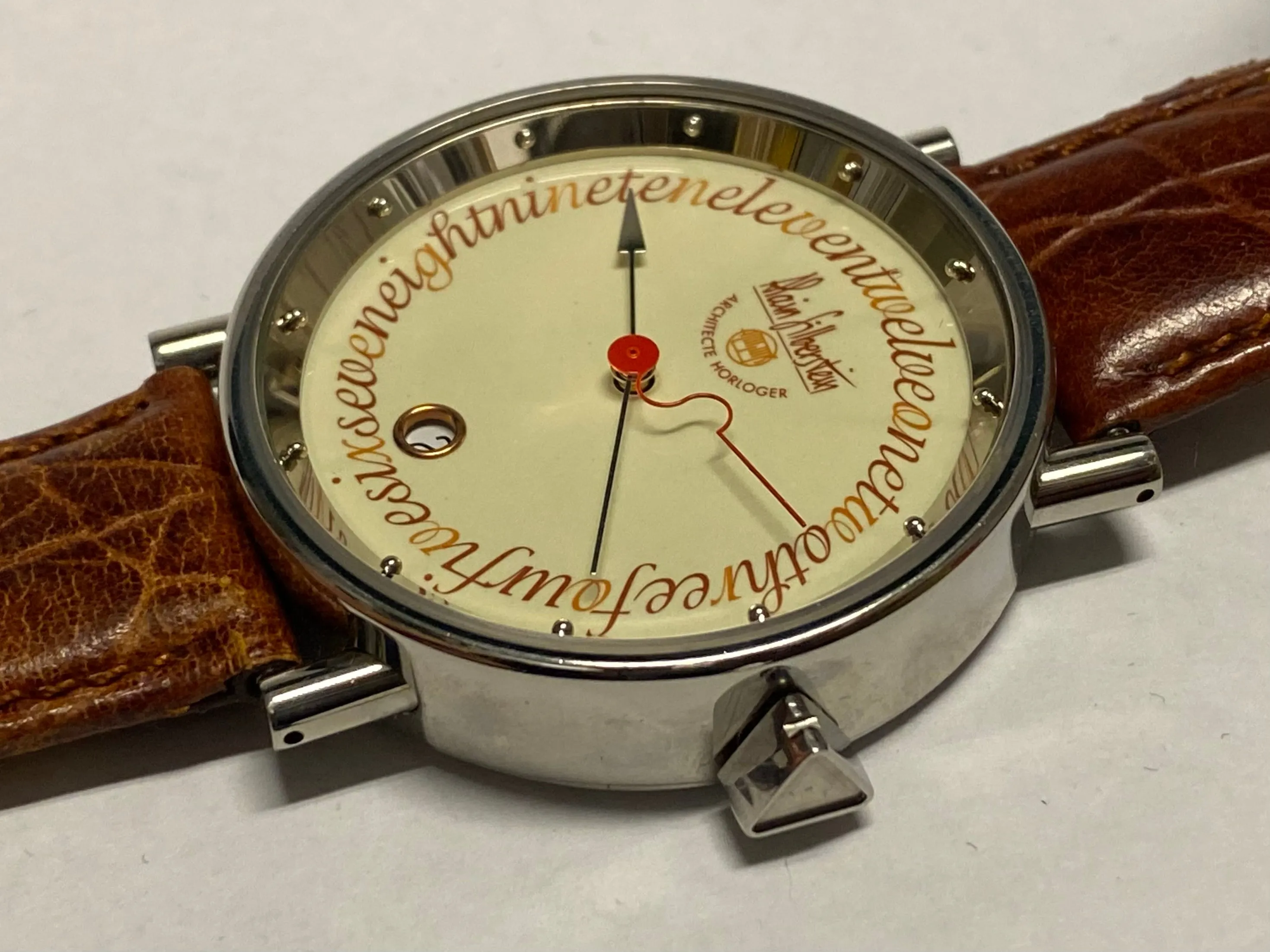 ALAIN SILBERSTAIN Large Case w/ Unique Cream Enamel Colored Dial Men's Watch - $16K APR w/ COA!!
