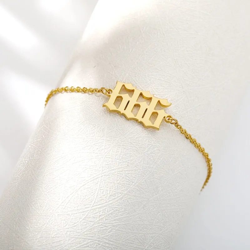 Angel Number Stainless Steel Anklets in Gold and Silver