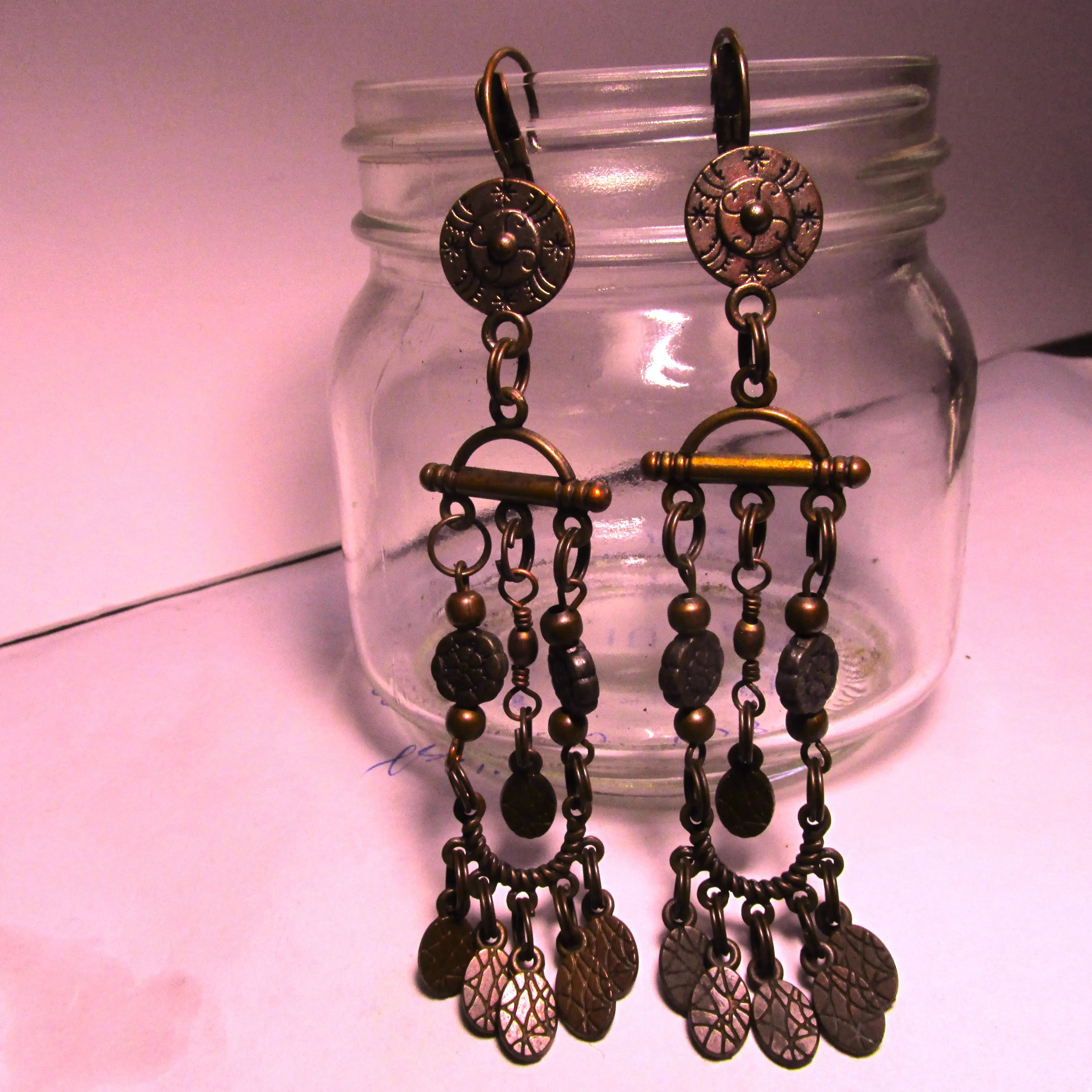 Antique Copper Chandelier Earrings