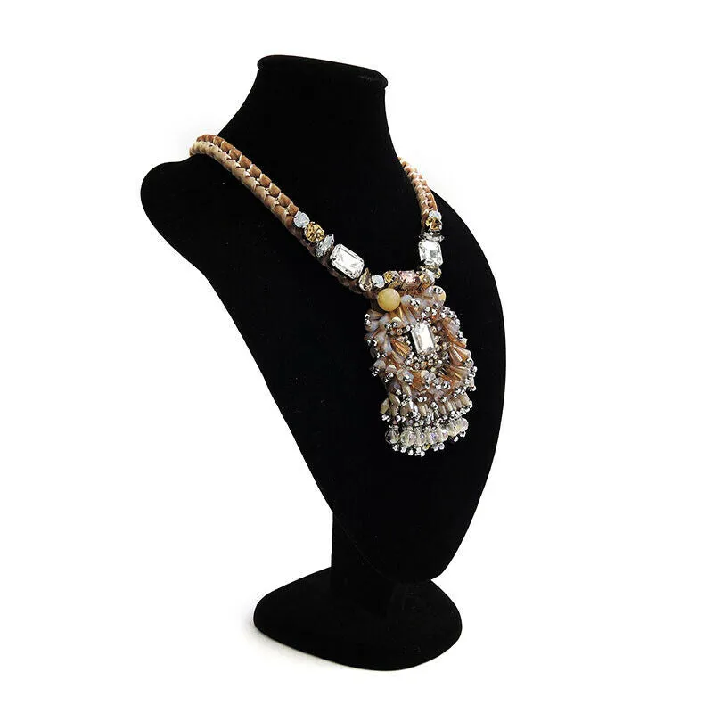 Bead Embroidery Fringes Pendant Handmade Necklace