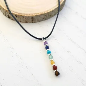 BESHEEK Silvertone Rainbow Multi Stone Chakra Bar Linear Necklace? Handmade Hypoallergenic Boho Beach Gala Wedding Style Fashion Jewelry