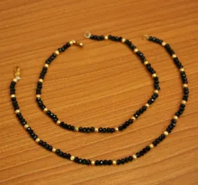 BLACK CRYSTAL & GOLD BEAD ANKLETS