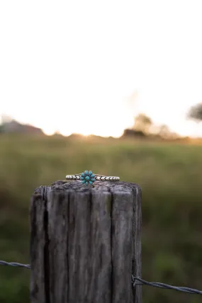 Blue Sunflower Turquoise Cuff Bracelet