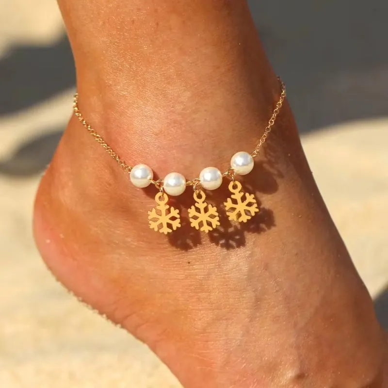 Bohemia Alloy Chain Anklet Flower Design Summer Beach Ankles
