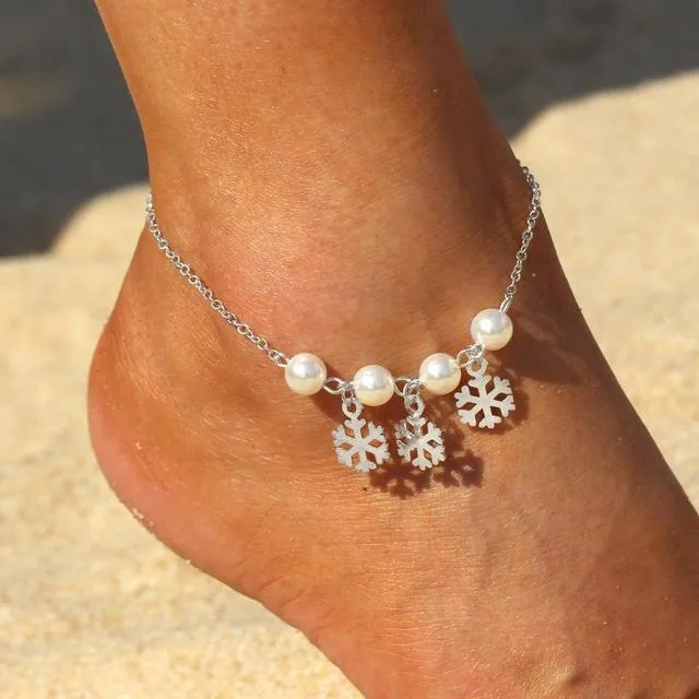 Bohemia Alloy Chain Anklet Flower Design Summer Beach Ankles