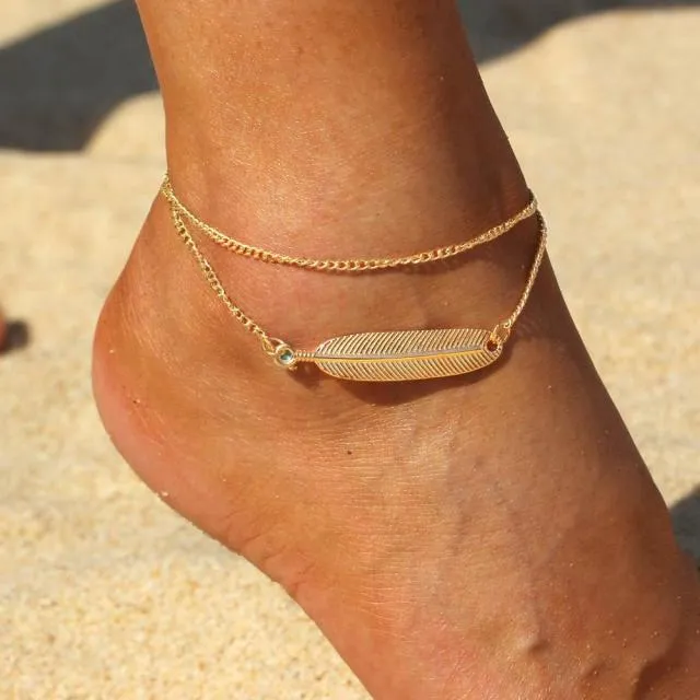Bohemia Alloy Chain Anklet Flower Design Summer Beach Ankles