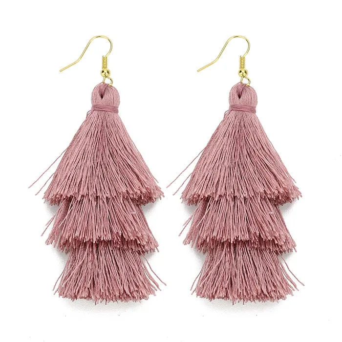 Bohemian 3 Layered Fringed Tassel Earrings