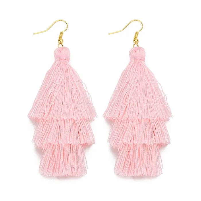 Bohemian 3 Layered Fringed Tassel Earrings