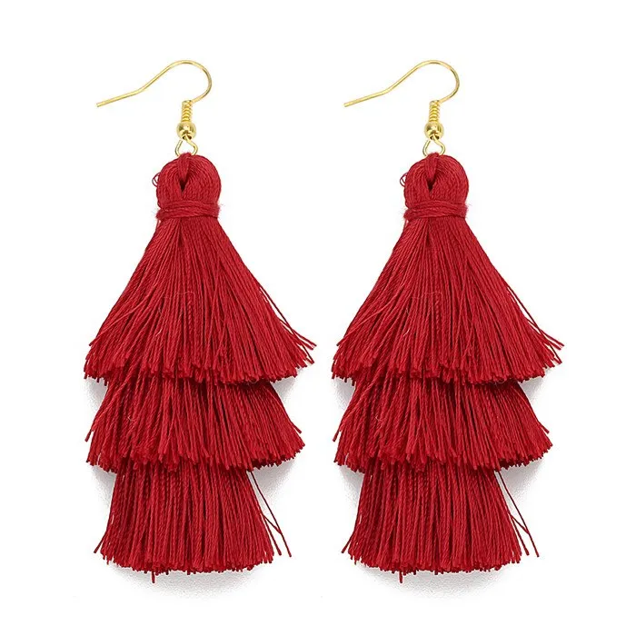 Bohemian 3 Layered Fringed Tassel Earrings