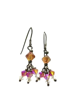 Bohemian inspired earrings with Swarovski bicones