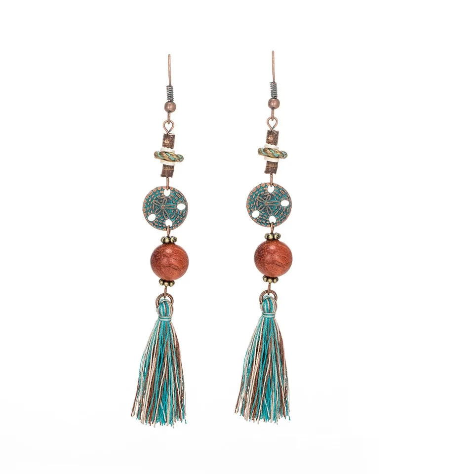 Bohemian Vintage Leaf Tassel Earrings