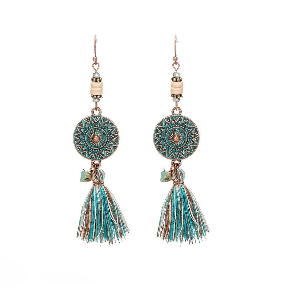 Bohemian Vintage Leaf Tassel Earrings