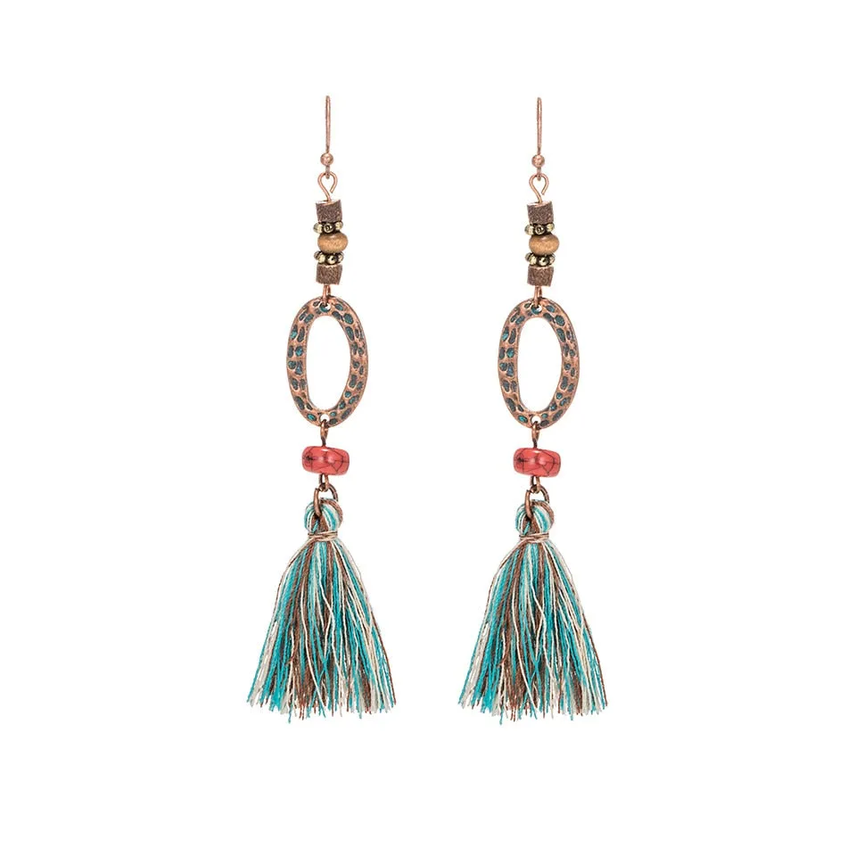Bohemian Vintage Leaf Tassel Earrings