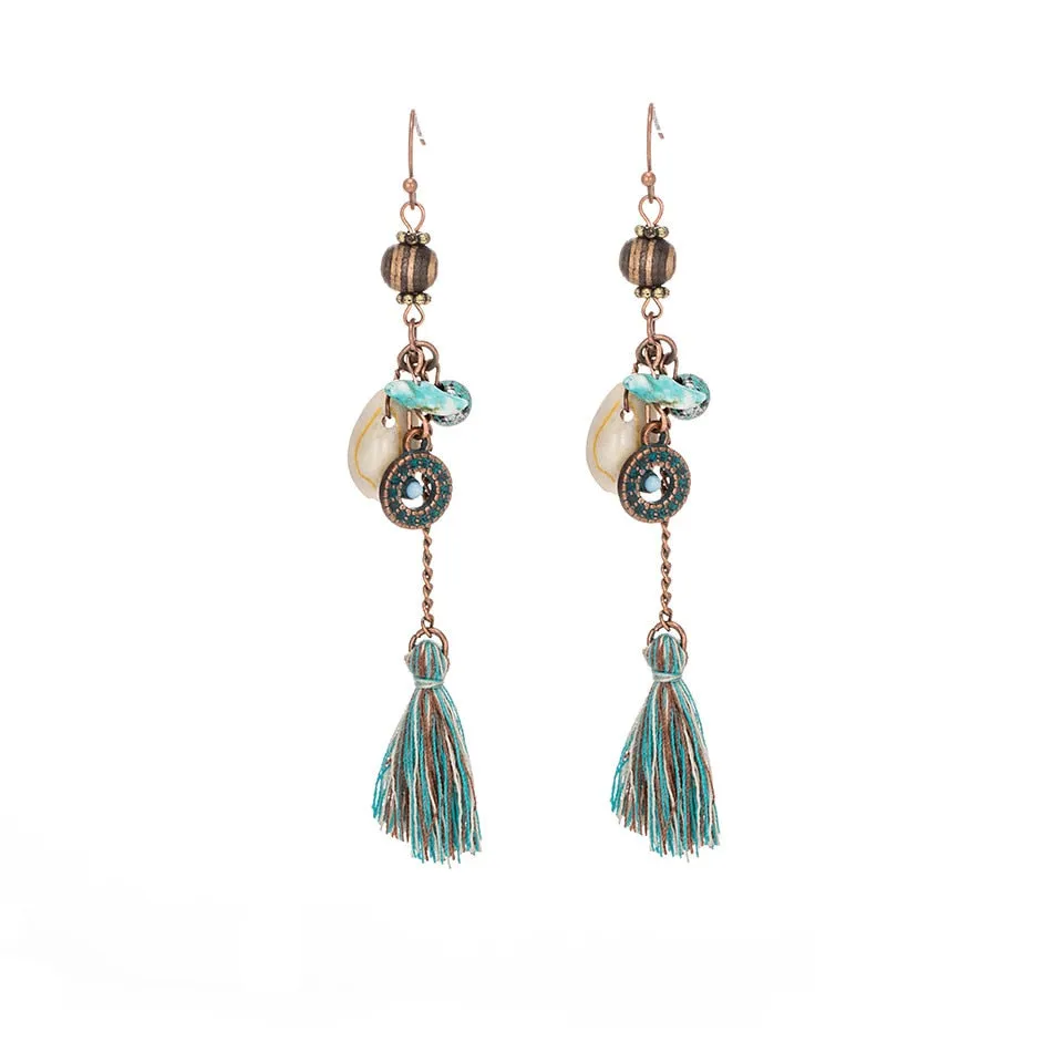 Bohemian Vintage Leaf Tassel Earrings