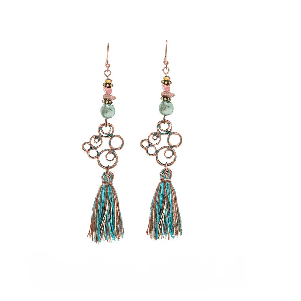 Bohemian Vintage Leaf Tassel Earrings