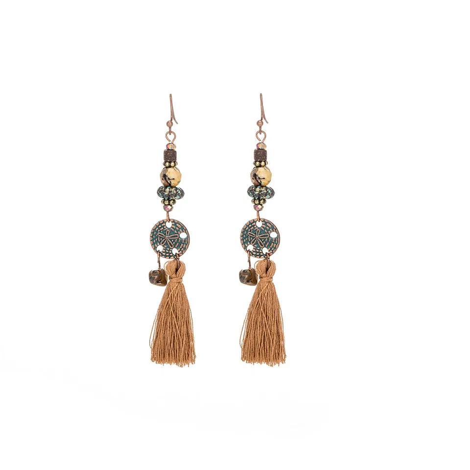 Bohemian Vintage Leaf Tassel Earrings