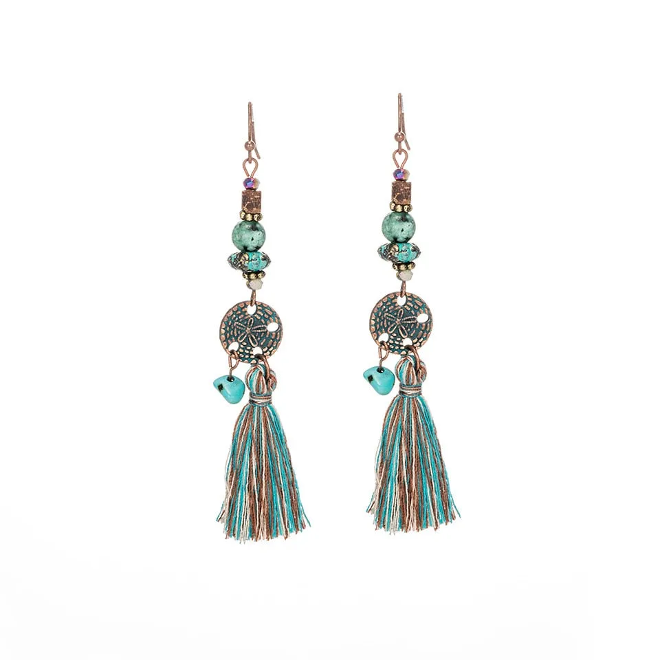 Bohemian Vintage Leaf Tassel Earrings