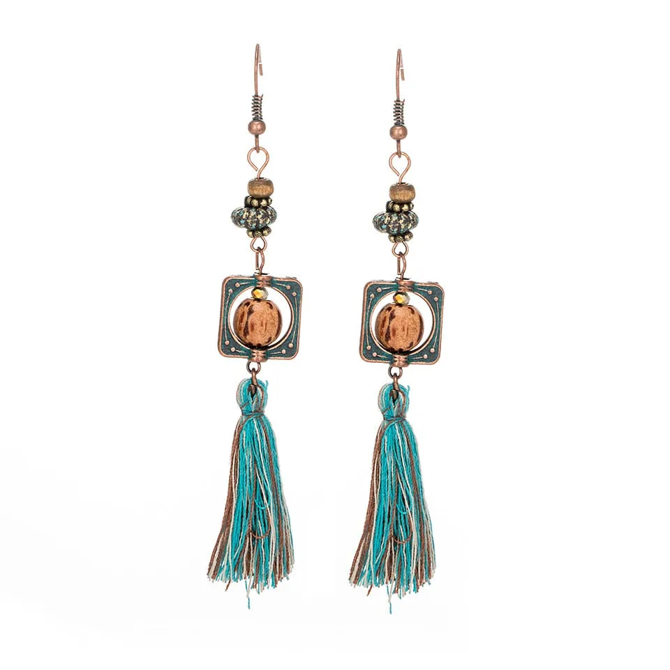 Bohemian Vintage Leaf Tassel Earrings