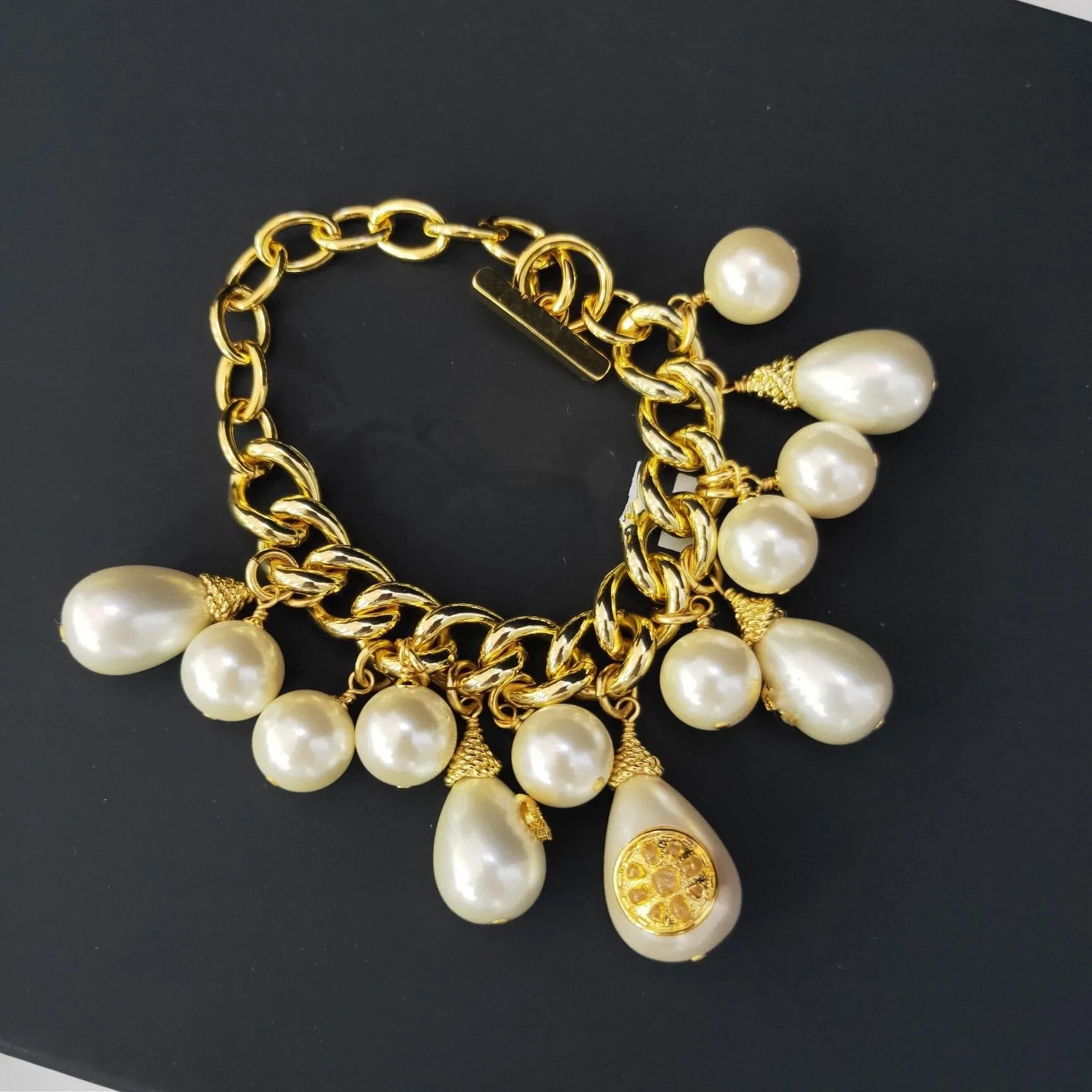 Brand Fashion Jewelry Gold Color Chain Water Drop Pearls Tassel