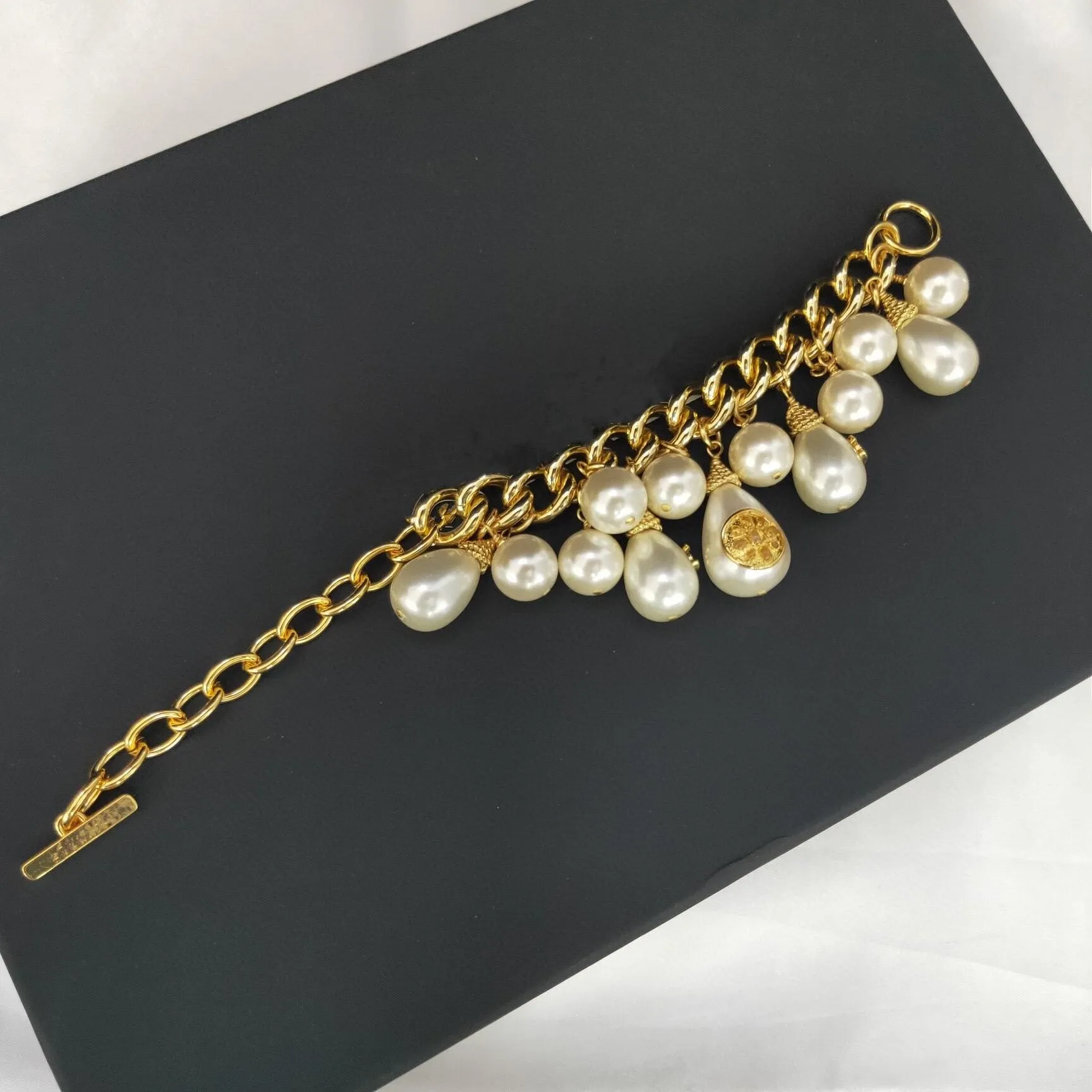 Brand Fashion Jewelry Gold Color Chain Water Drop Pearls Tassel