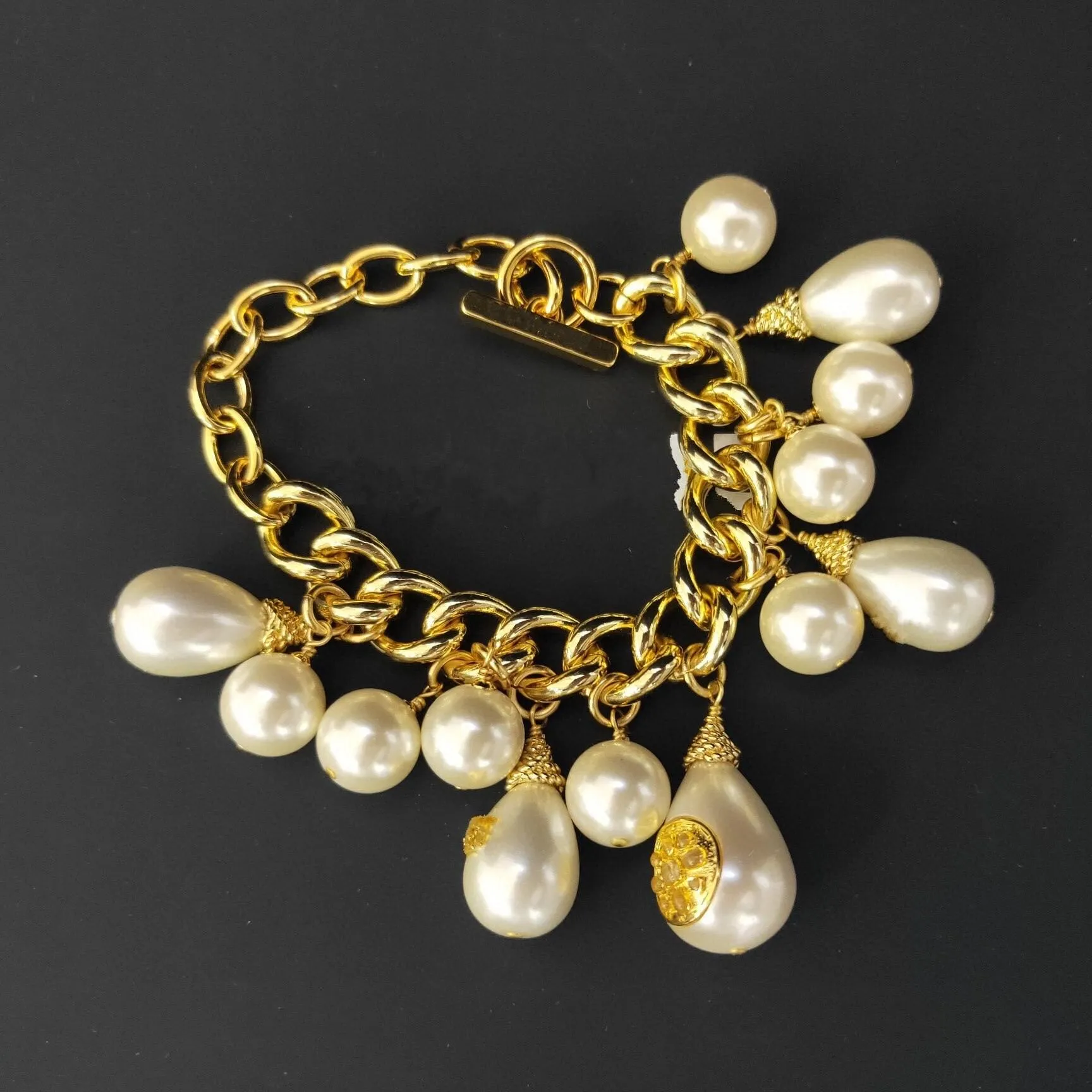 Brand Fashion Jewelry Gold Color Chain Water Drop Pearls Tassel