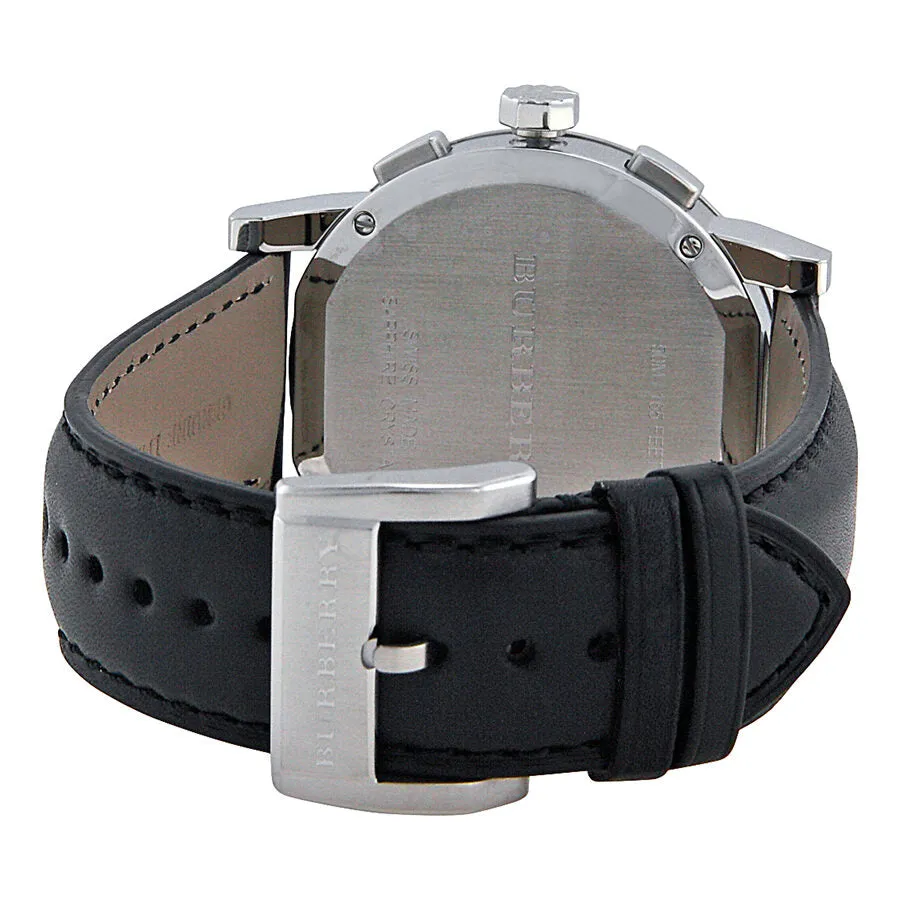 Burberry  Chronograph Black Dial Black Leather Men's Watch BU9356