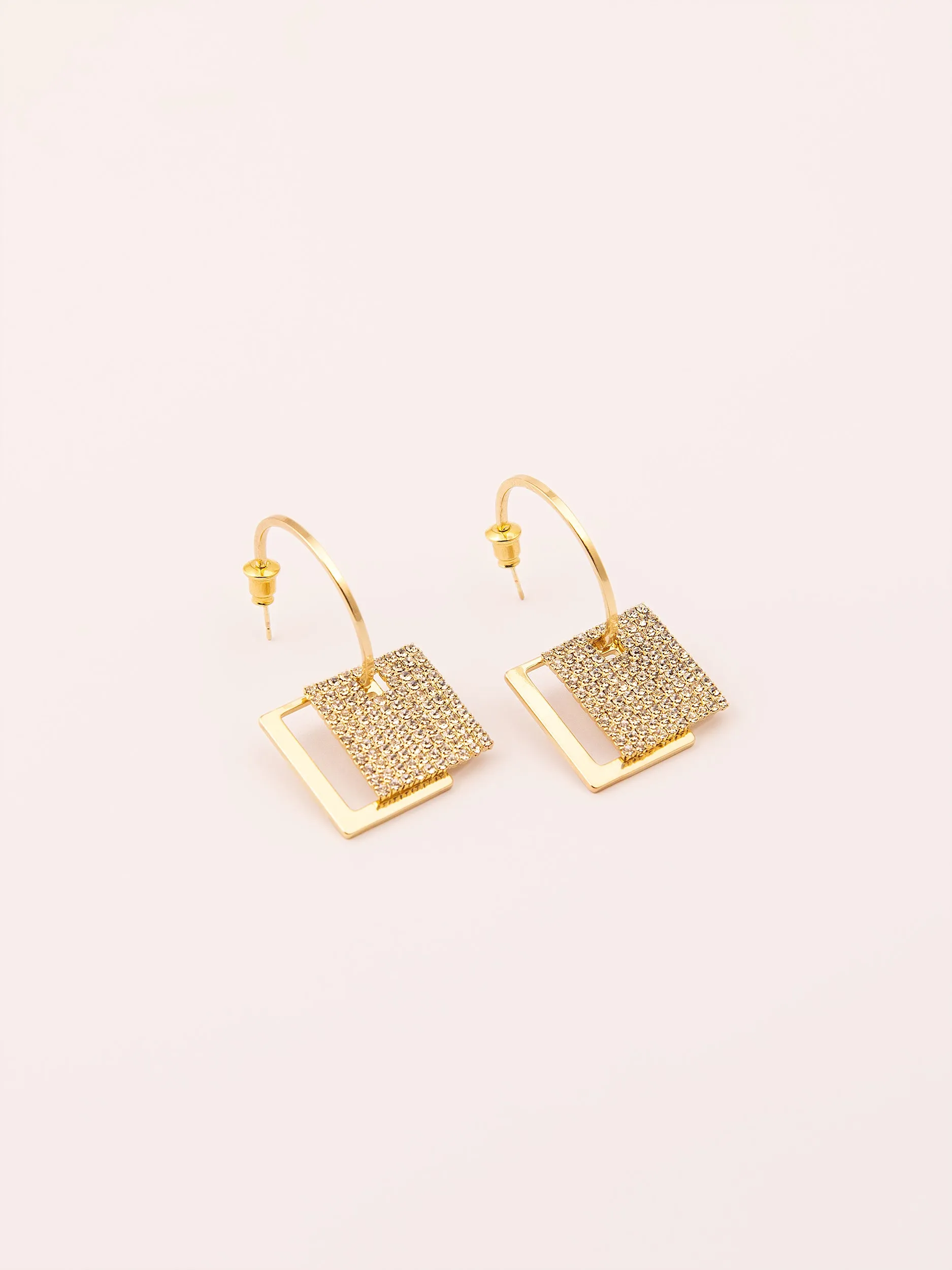 C-Hoop Embellished Dangle Earrings