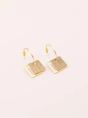 C-Hoop Embellished Dangle Earrings
