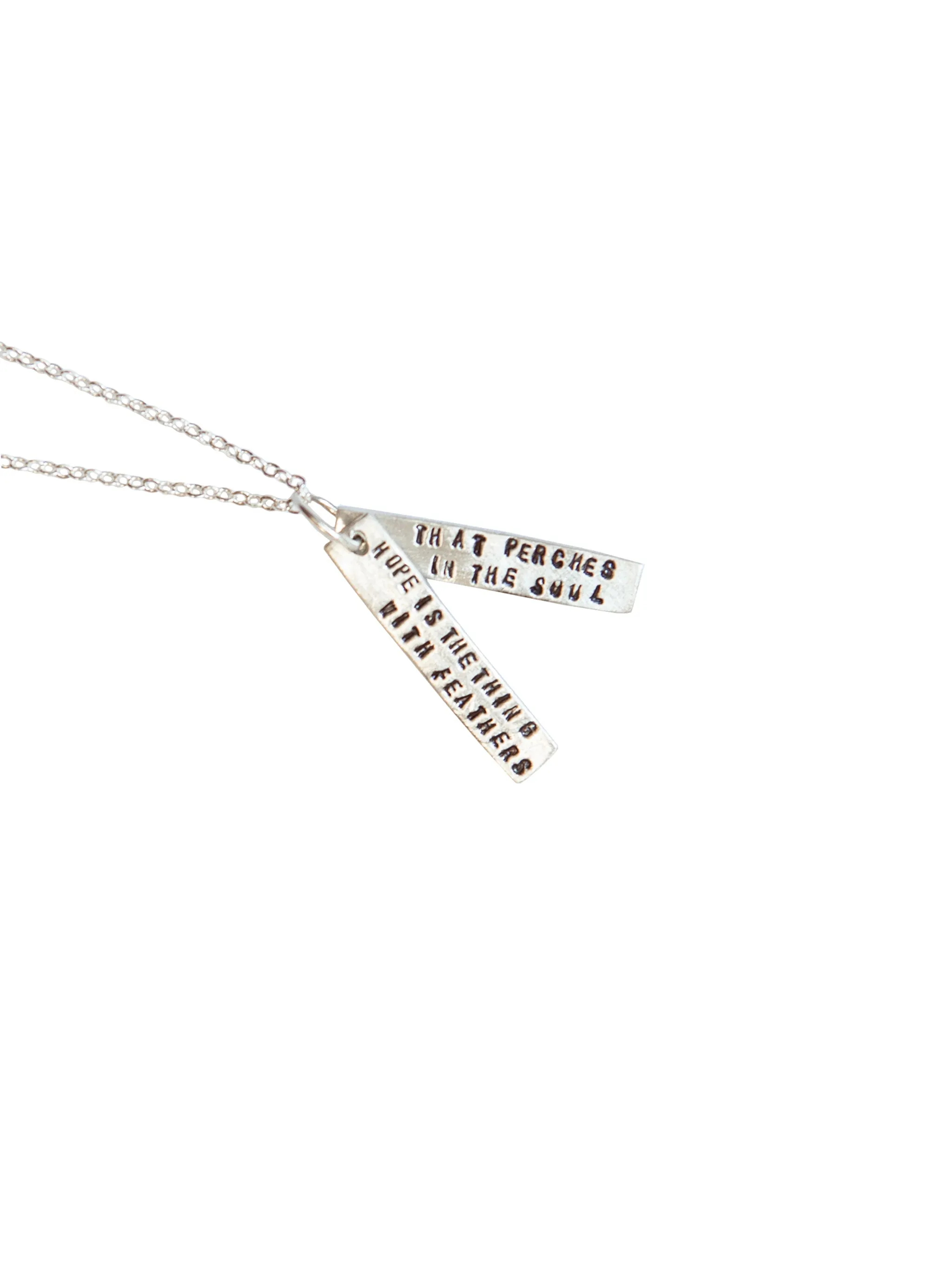 Chocolate & Steel Long-Bar Quote Necklaces Emily Dickinson