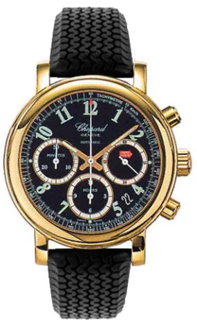 Chopard Mille Miglia 18k Yellow Gold Black Rubber Chronograph Men's Watch 16/1250-99