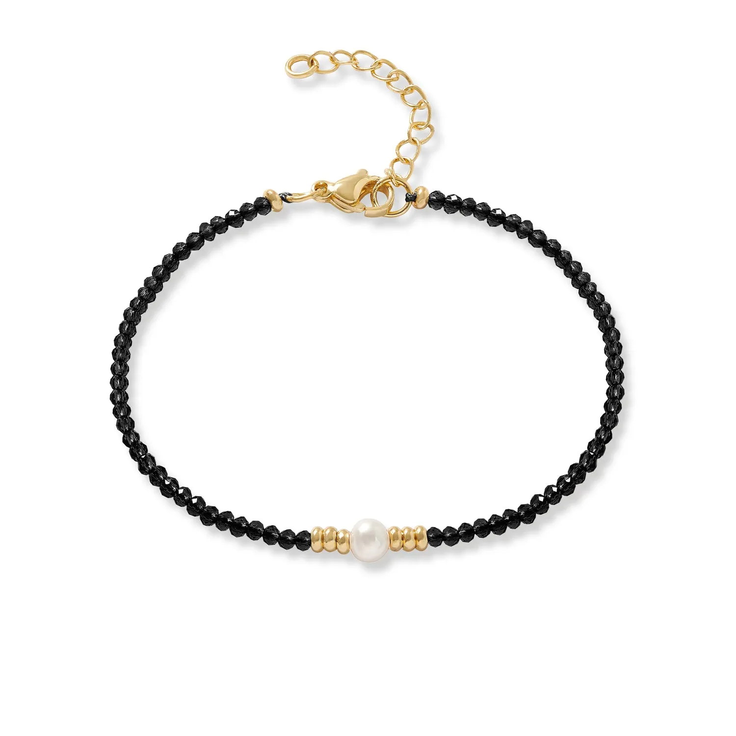 Clara fine black spinel bracelet with central cultured freshwater pearl