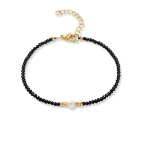 Clara fine black spinel bracelet with central cultured freshwater pearl