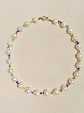 Colorful Beaded Baroque Pearl Necklace