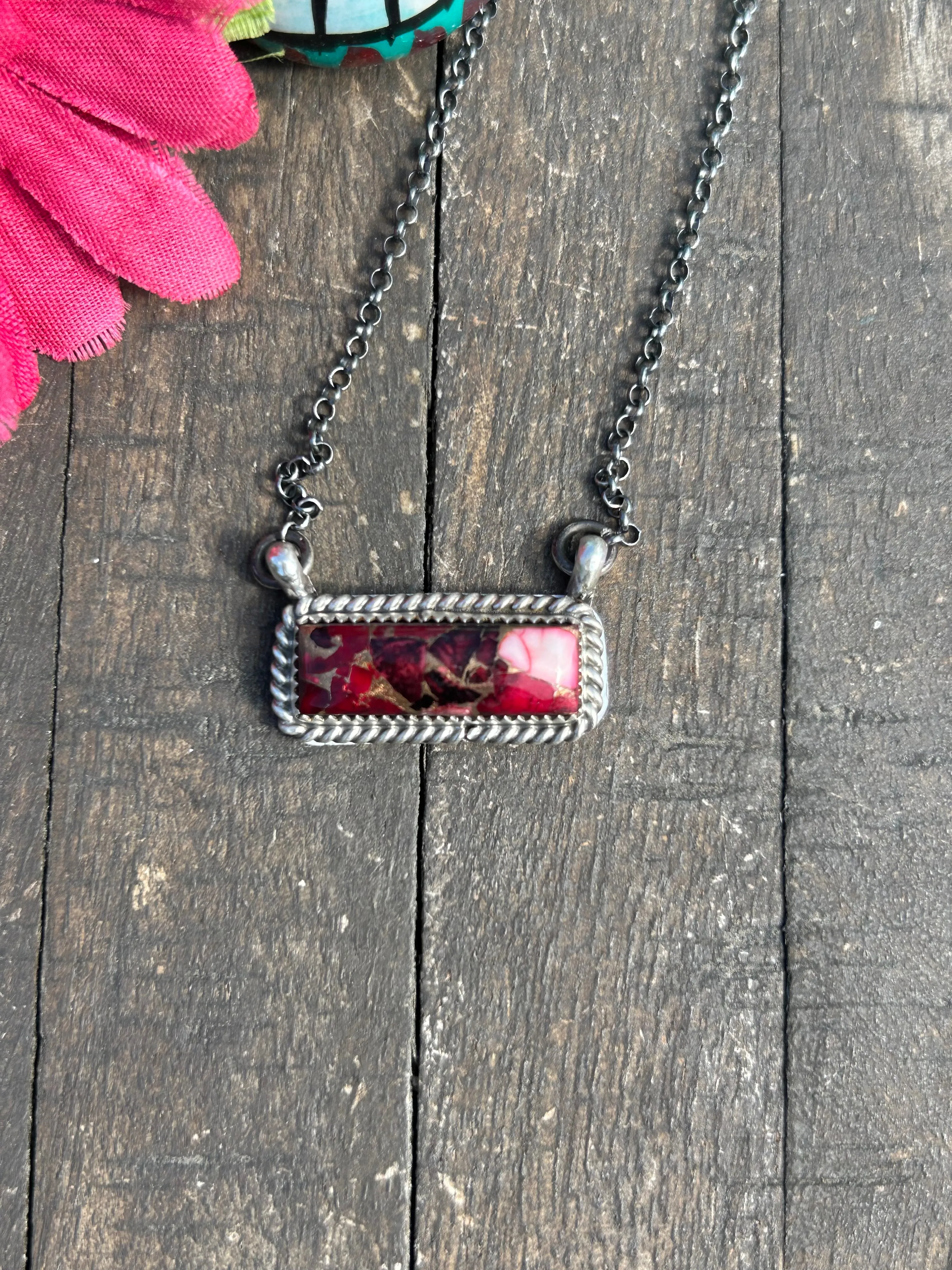 Dahlia Rose Bar Necklace #10