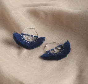 Dark Blue Hoops, threader earrings, Bohemian tribal earrings