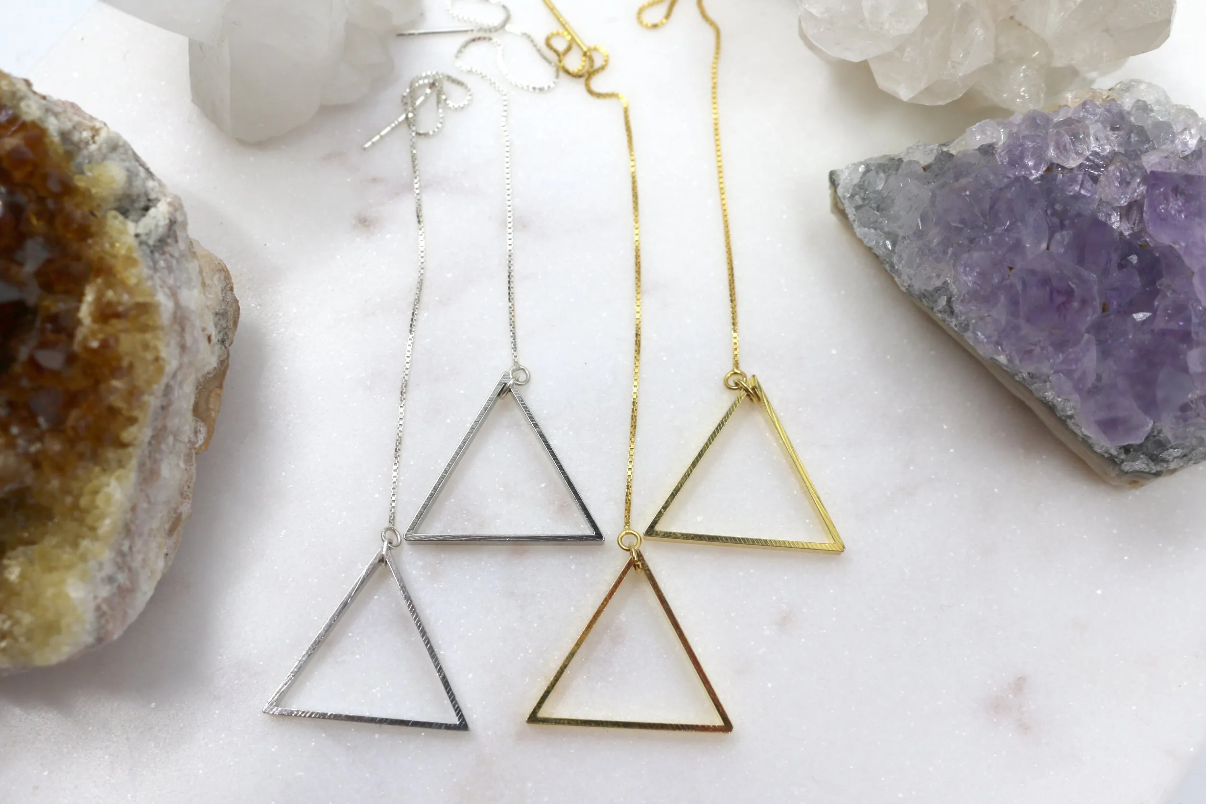 Don't Be Square // Triangle Threader Earrings, Silver or Gold, A Modern Bohemian // BH-E004