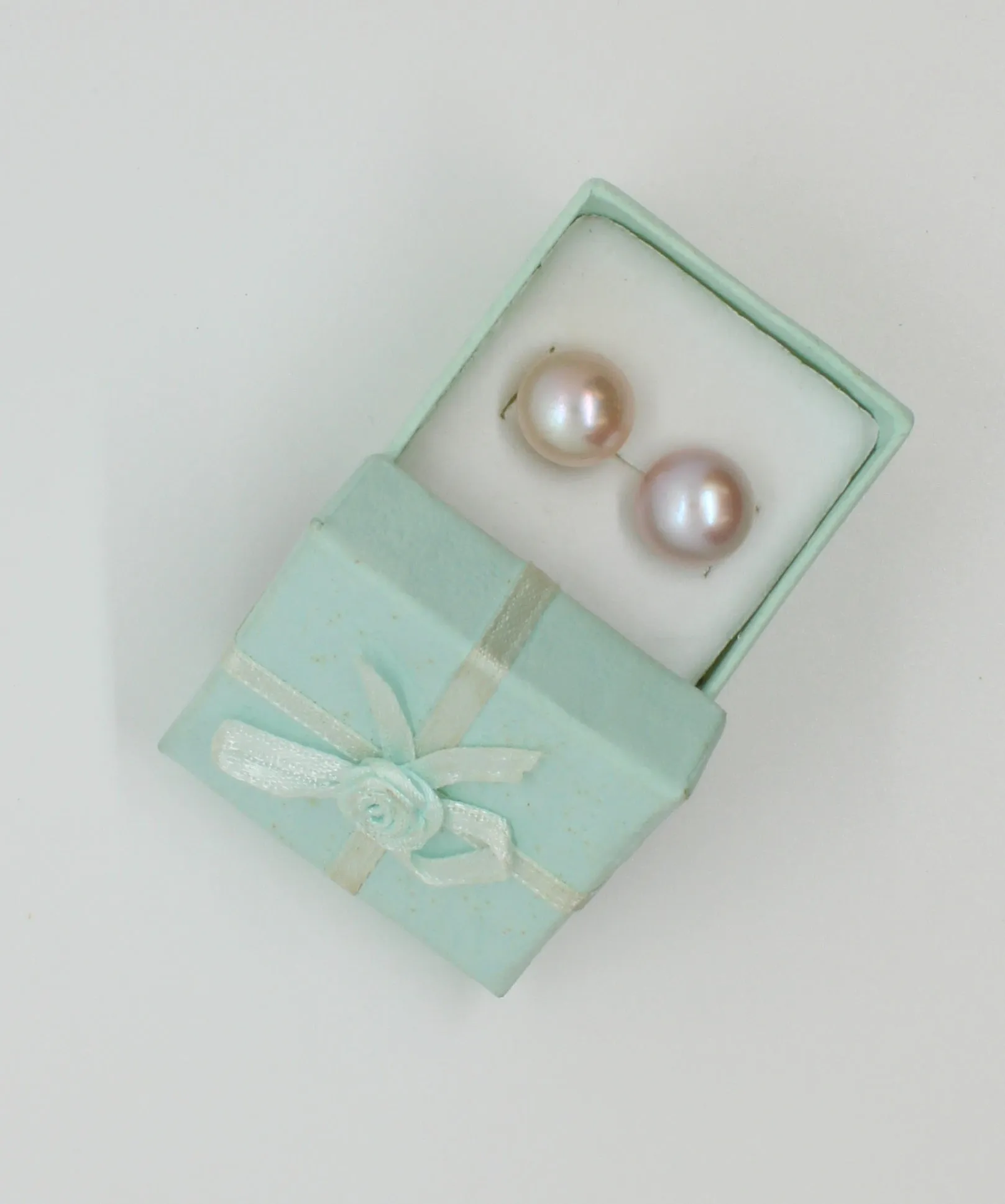 E Pink Button Pearl Stud Earrings E088